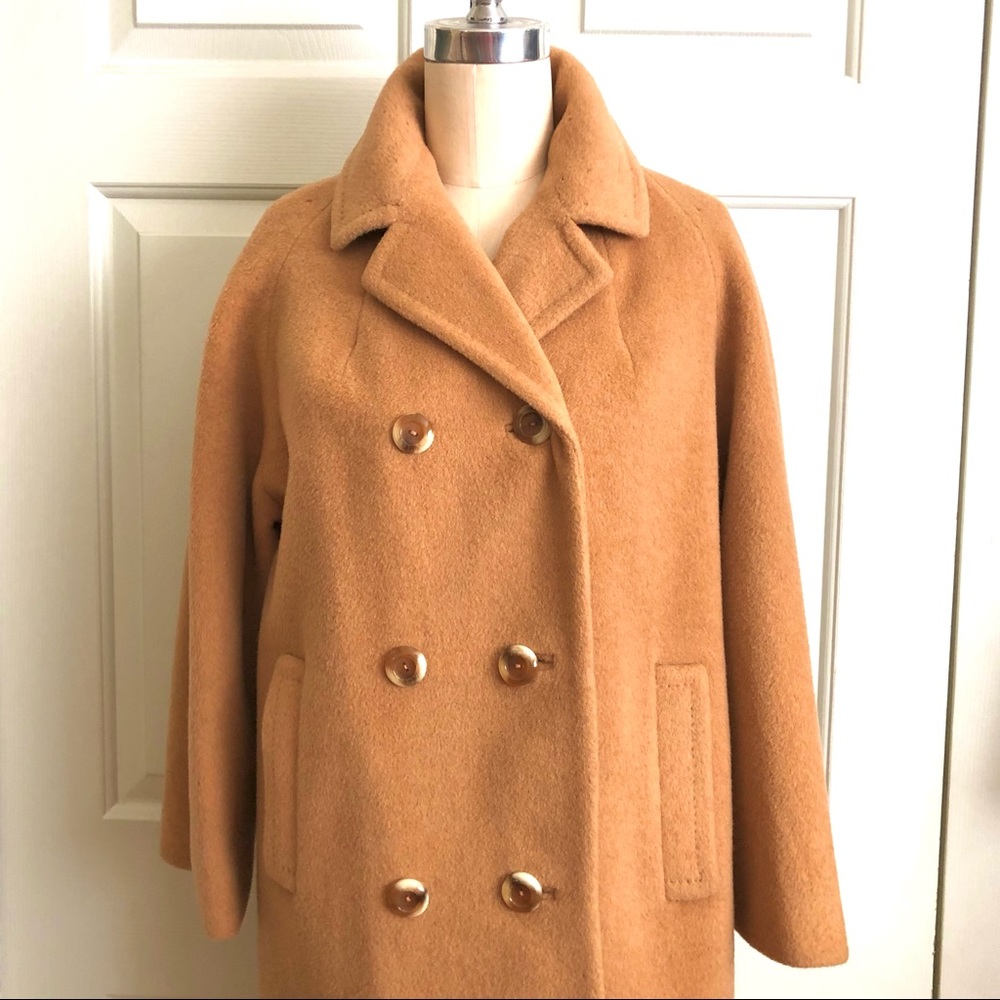 Vintage Camel Hair Pockets Double Breasted Jacket Coat Size M - Picture 5 of 14